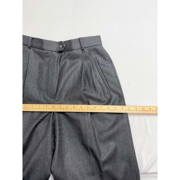 Carlisle Womens Charcoal Gray 100% Wool Wide Leg Pleated Trousers Pants Size 10 - Picture 7 of 9